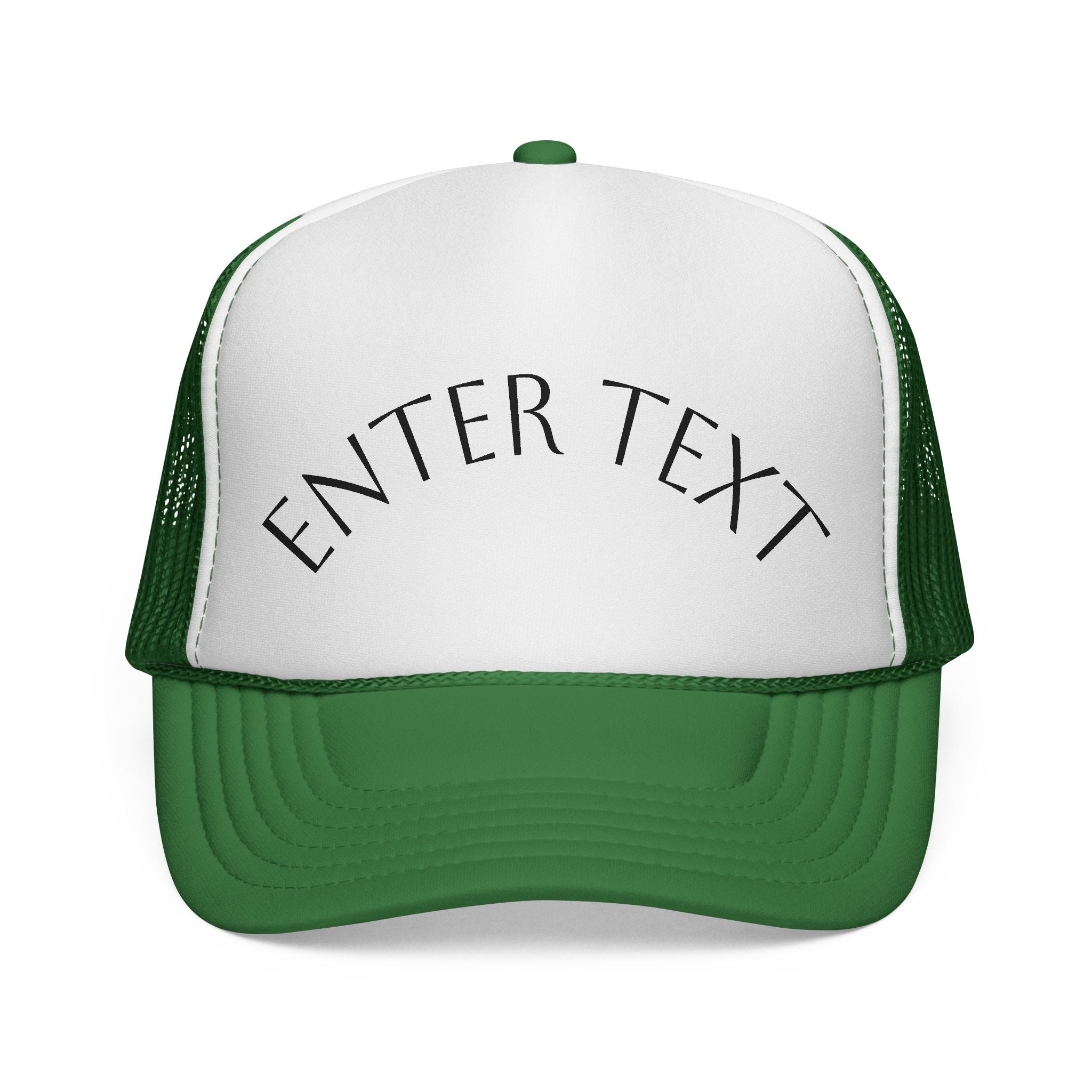 Custom Curved Text Trucker Cap — Personalized Mesh Back Hat