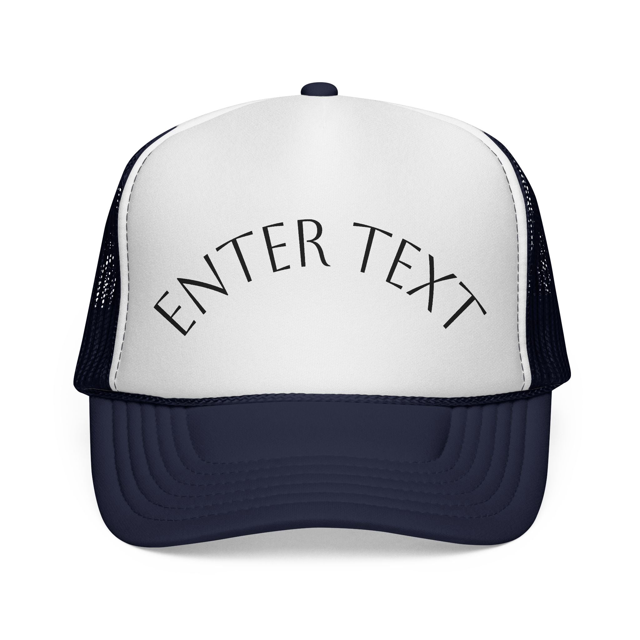 Custom Curved Text Trucker Cap — Personalized Mesh Back Hat