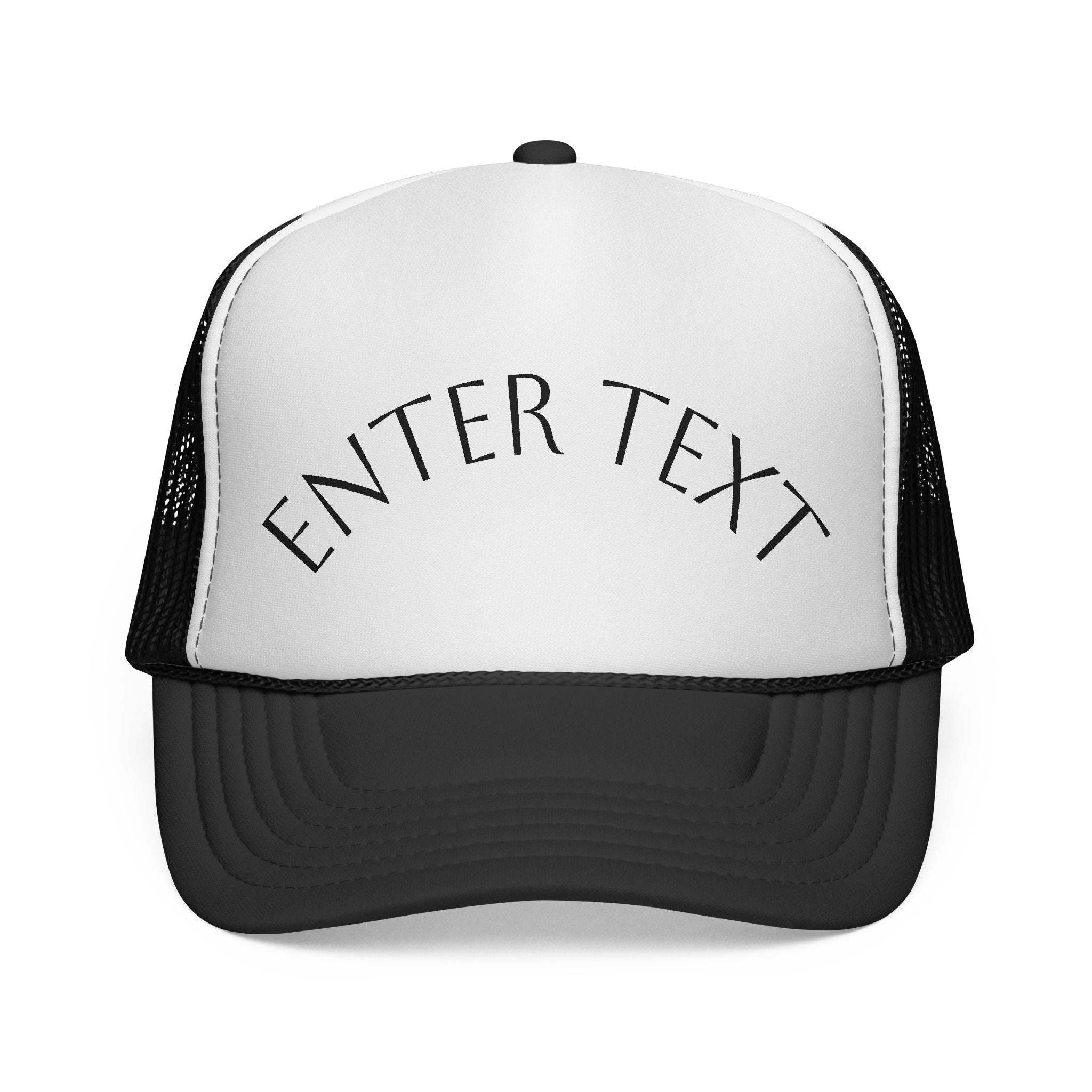 Individuelle Trucker Cap mit gebogenem Text — Personalisierte Mesh-Kappe