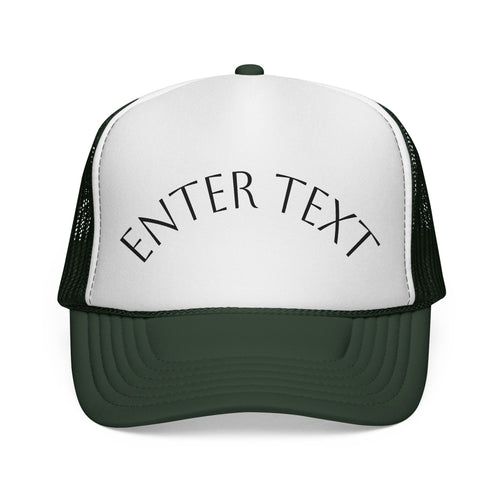 Custom Curved Text Trucker Cap — Personalized Mesh Back Hat