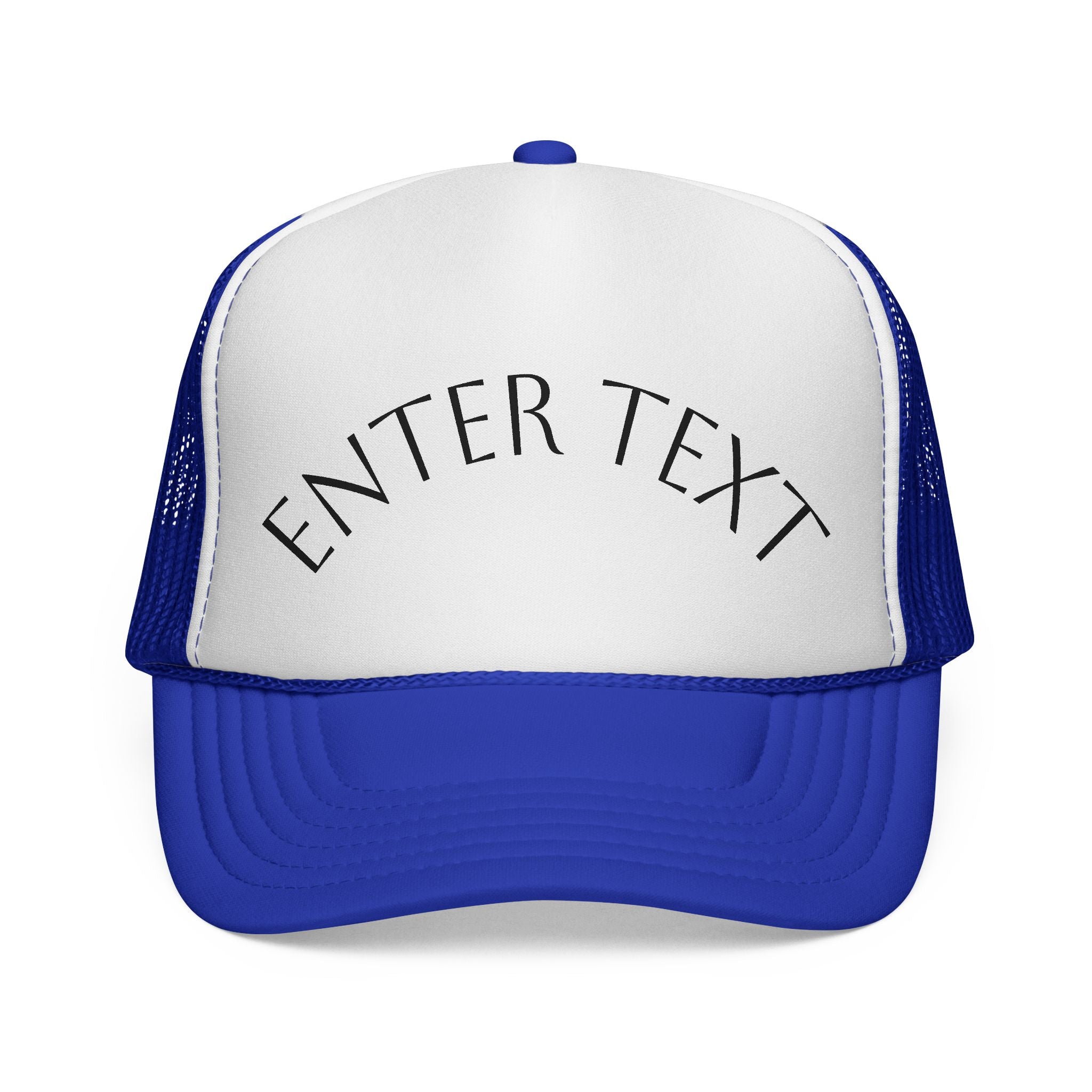 Custom Curved Text Trucker Cap — Personalized Mesh Back Hat