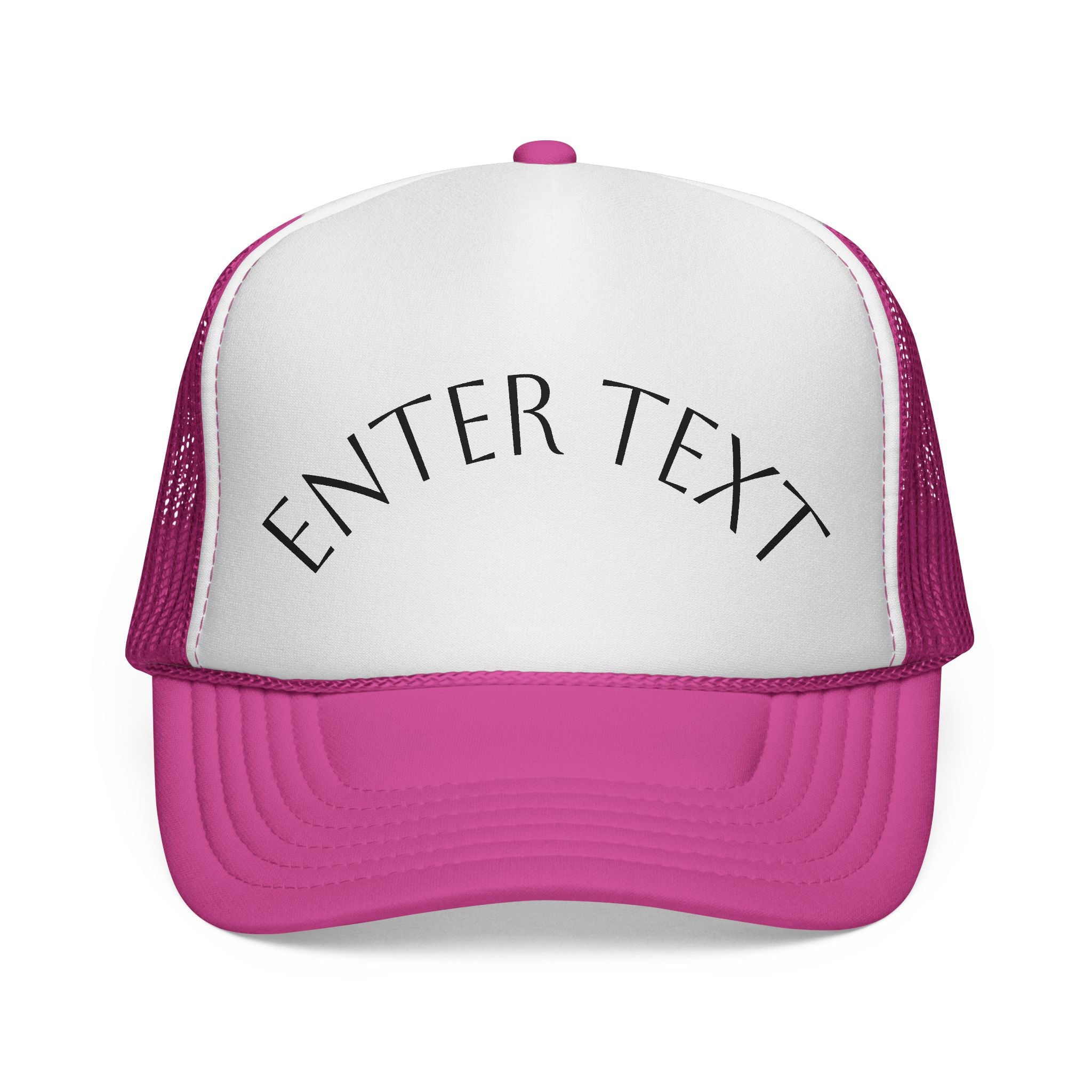 Custom Curved Text Trucker Cap — Personalized Mesh Back Hat