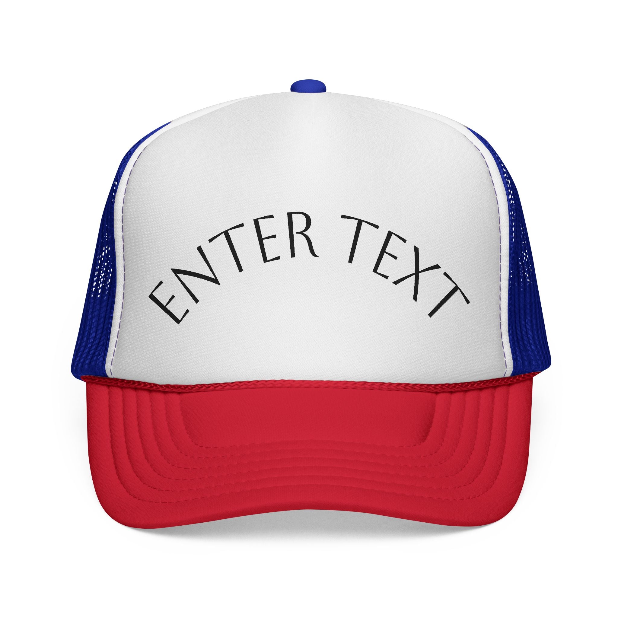 Custom Curved Text Trucker Cap — Personalized Mesh Back Hat