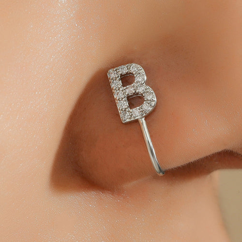 No Piercing Nose Pin Copper Inlaid Zircon Letter U Shape