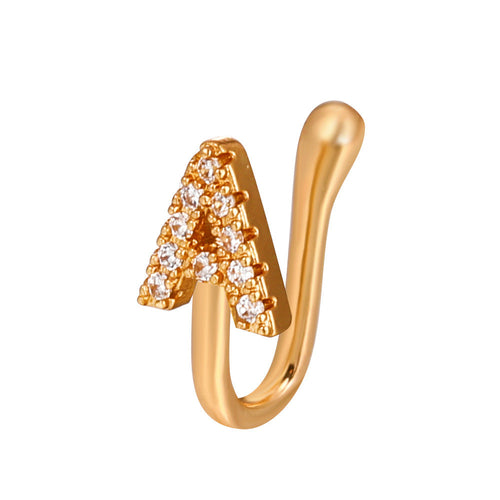No Piercing Nose Pin Copper Inlaid Zircon Letter U Shape